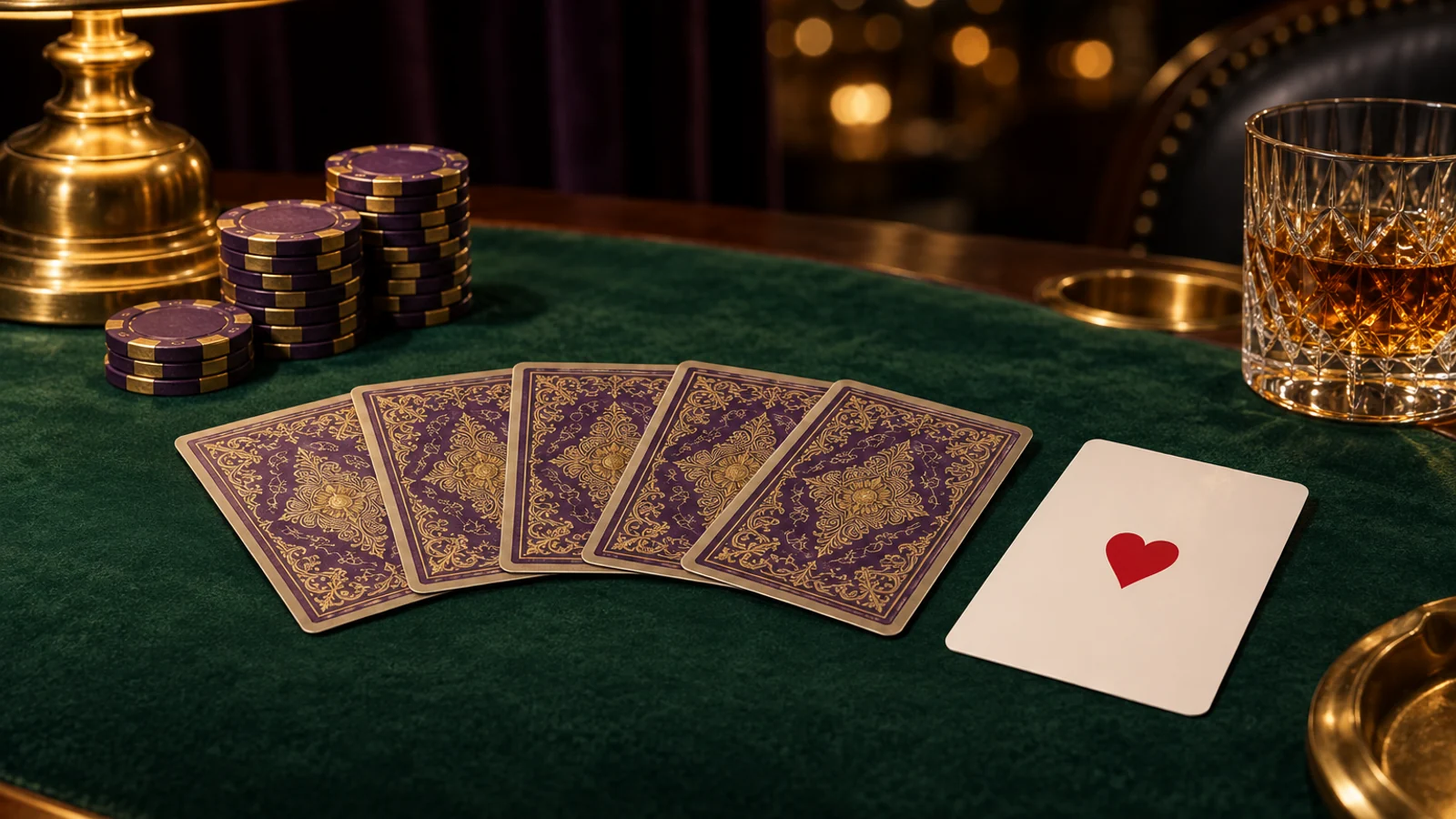 Green-felt card table set up for a themed pokies tour